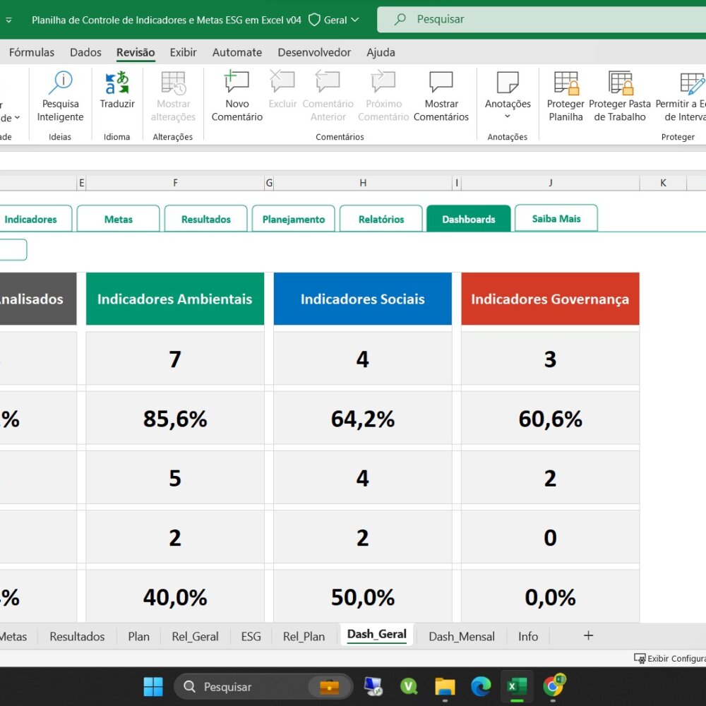 Planilha de Controle de Indicadores e Metas ESG em Excel ...